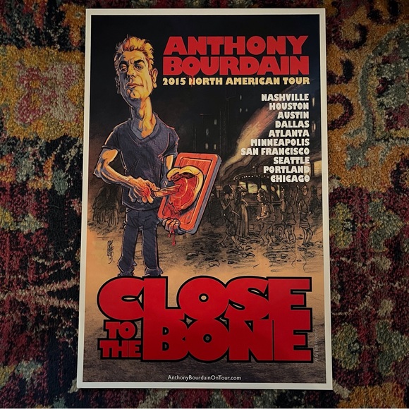 Anthony Bourdain 2015 Close to the Bone Tour Poster Art by Bob Fingerman